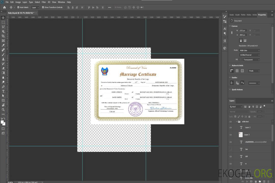 Modèle Word et PDF d'acte de mariage en République démocratique du Congo template Modèle Word et PDF d'acte de mariage en République démocratique du Congo template